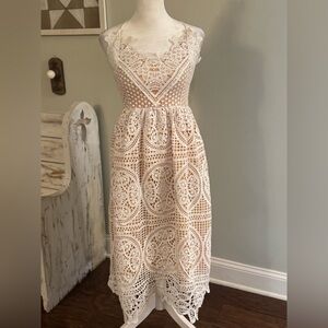 Chicwish Lace Midi Dress in Cream